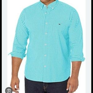 Vineyard Vines Men's Aqua Checkered Shirt